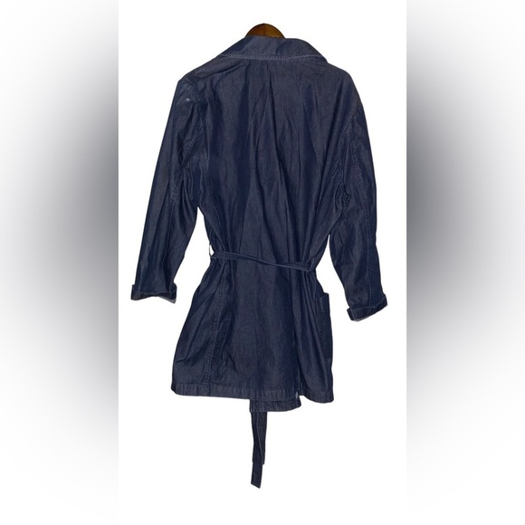 Talbot Double Breasted Notch Collar Self Tie Women 20W Denim Coat Jacket‎ Casual - Picture 2 of 6